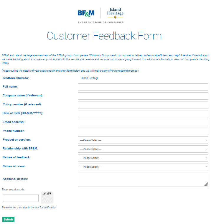 IH Complaints Webform